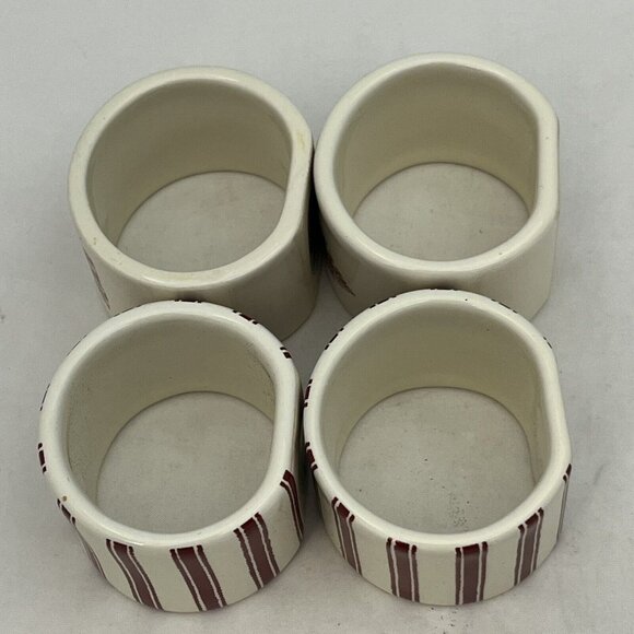 Vintage 2004 Square Nest Ceramic Napkin Rings Holders Christmas Tree Set Of Four - Picture 11 of 16